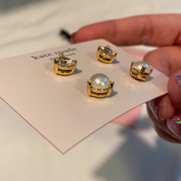 NWT Kate Spade “Rise and Shine” earrings with pink drawstring bag - Picture 6 of 13